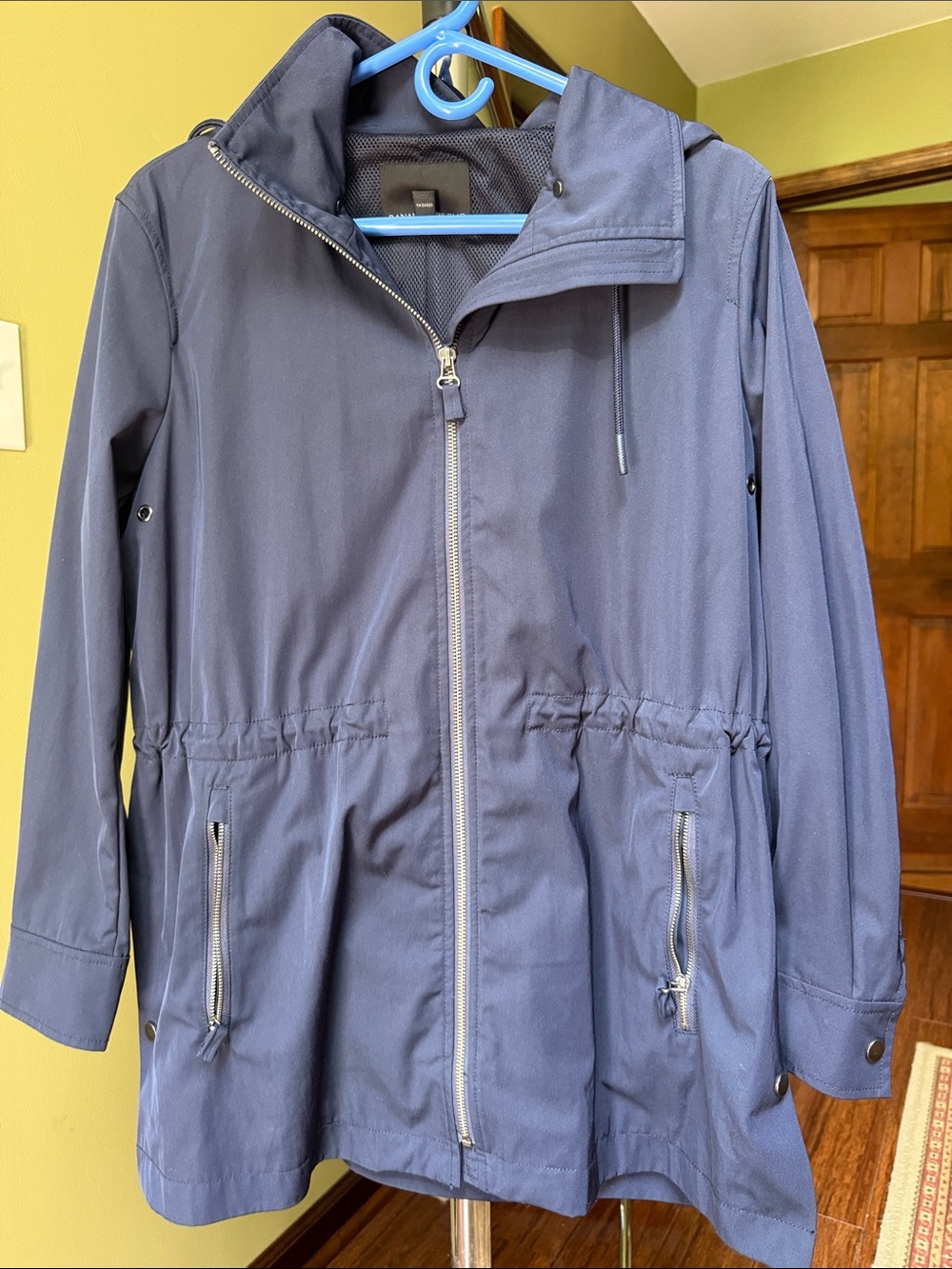 Women's Navy Hooded Zip Front Jacket